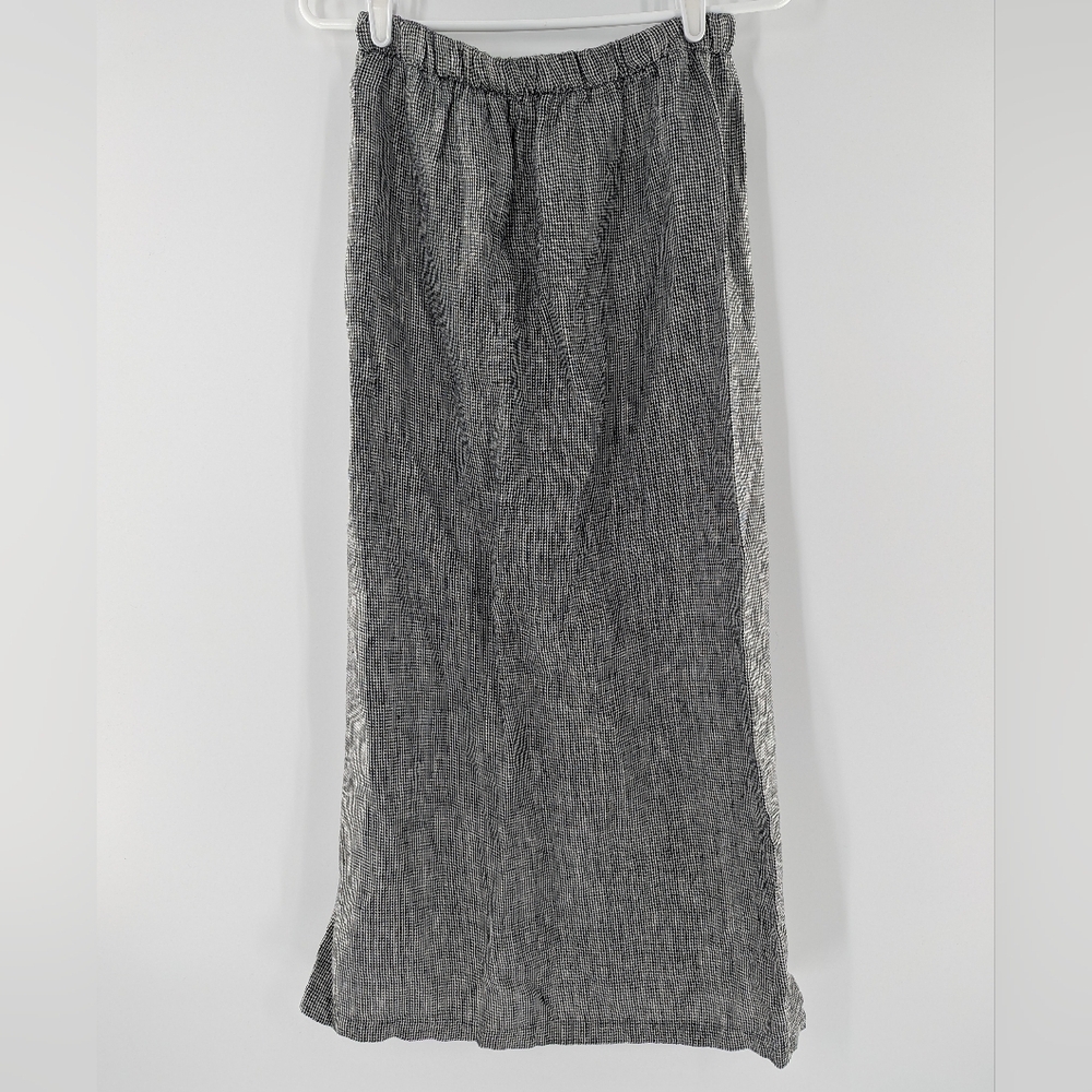 VTG Cotton Wear Houndstooth Maxi Skirt Cottagecore Modest Small Black Gray Boho